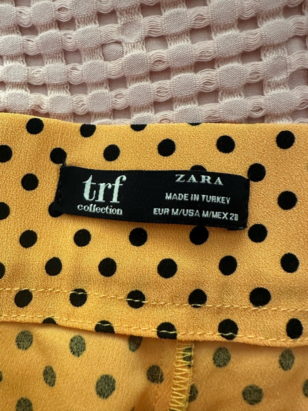 Zara TRF Mustard Yellow Polka Dot Wide Leg High Waist Pants - Picture 7 of 9